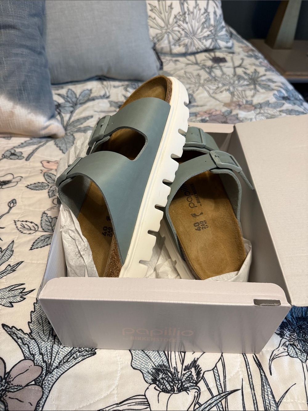 Papillio Women's Sage Blue Double-Band Platform Slides